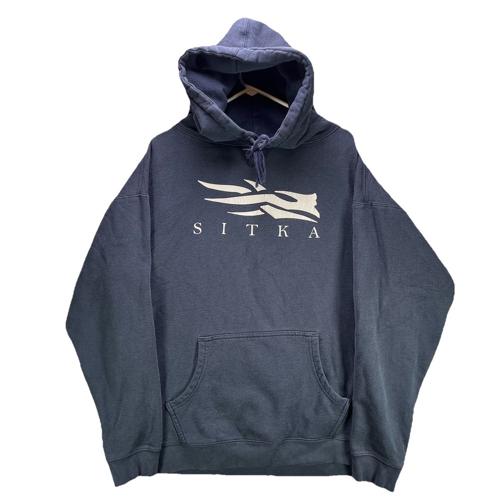 Sitka Hoodie Sweatshirt Mens XL Blue Fleece Outdoors Casual Logo Faded Hunting